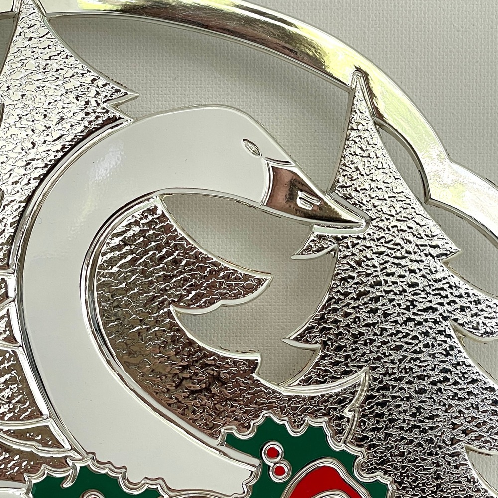 Wm A VTG 80s Rogers Ltd Silver Plate Swan Christmas Trivet Wall Hanging Japan - Picture 2 of 9